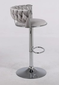 RESIGILAT- Scaun bar, rotativ, înălțime reglabilă, Catifea, Gri