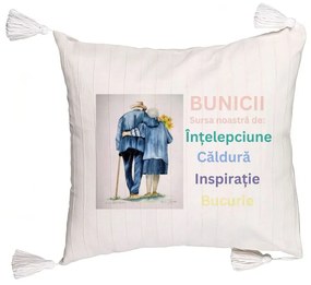 Perna Decorativa cu Franjuri pentru Bunici 8, 45x45 cm, Cu fermoar