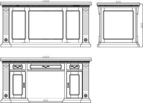 Birou lemn masiv Augustine 150 cm / 180 cm - 180cm lungime (2 corpuri laterale si sertar central)