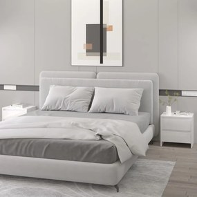 809858 vidaXL Noptiere 2 buc. alb extralucios 45x34,5x44,5cm lemn prelucrat