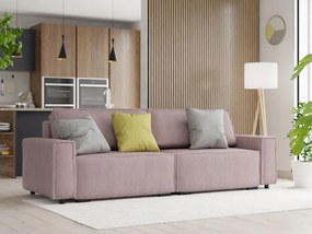 Canapea cu trei locuri cu taburet SMART SET, roz deschis