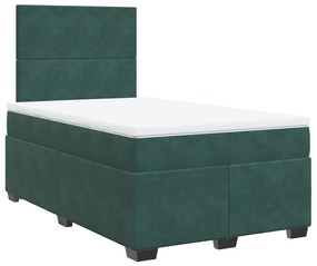 3290855 vidaXL Pat box spring cu saltea, verde închis, 120x190 cm, catifea