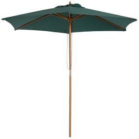 Outsunny Umbrelă din Lemn pentru Grădină, Rezistentă la UV, Ușor de Utilizat, Verde, Ø2.5m | Aosom Romania