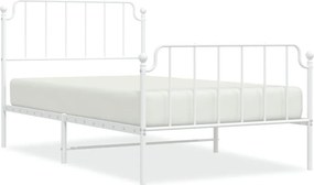 vidaXL Cadru de pat metalic cu tăblie de cap/picioare alb 107x203 cm