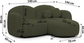 Colțar verde cu tapițerie din țesătură bouclé (cu colț pe partea dreaptă/cu șezlong) Orbit – Ropez