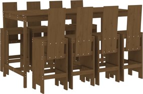 vidaXL Set mobilier bar de grădină, 9 piese, maro miere lemn masiv pin
