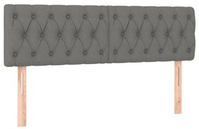Pat box spring cu saltea, gri inchis, 140x190 cm, textil Morke gra, 140 x 190 cm, Design cu nasturi