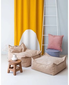Fotoliu puf pentru copii maro deschis cu tapițerie din catifea reiată Square – Wigiwama