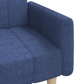 Canapea extensibila cu 2 locuri, albastru, material textil Albastru, Fara suport de picioare
