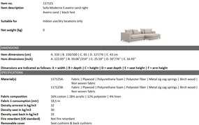 Canapea eleganta design LUX Moderno S right, Aveiro sand