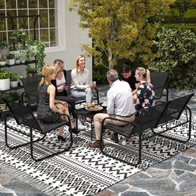 Outsunny Set de Mobilier de Grădină din 5 Piese, cu 2 Canapele, 2 Fotolii și o Măsuță de Cafea, 111x70x75 cm, Negru | Aosom Romania