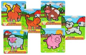 Mini puzzle din lemn 9 piese Primele mele animale
