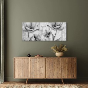 Tablou - Flori alb-negru pe fundal (120x50 cm)