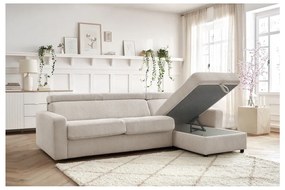 Colțar crem extensibil cu tapițerie din catifea reiată (cu colț variabil) Monaco – Bobochic Paris