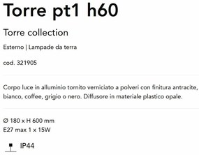 Stalp pentru iluminat exterior Torre pt1 h60 gri