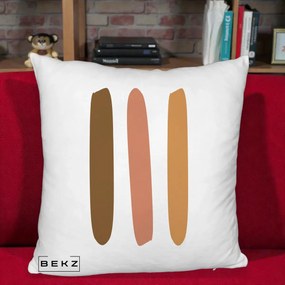 Perna Decorativa Abstract Linii Terracotta, 40x40 cm, Alb Pufos, Husa Detasabila, Perna Inclusa, BEKZ®