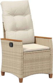 vidaXL Scaun de grădină rabatabil Bej și crem 64 x 57,5 x 112 cm