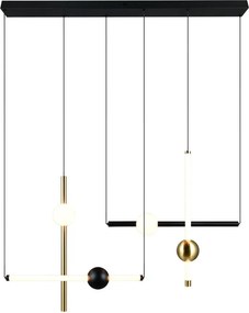 Lustră neagră/aurie LED cu intensitate reglabilă Melita – Trio
