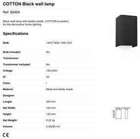 Aplica de perete ambientala design modern COTTON neagra