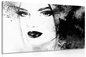 Tablou portretul feminin la modă în design alb-negru