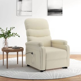 321277 vidaXL Fotoliu cu ridicare, alb crem, piele ecologică