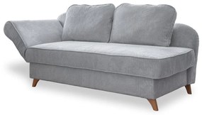 Șezlong gri deschis cu tapițerie din catifea reiată (cu colț pe partea stângă) Chic Charlotte – Miuform