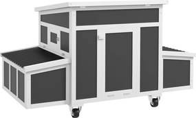 PawHut Adăpost din Lemn pentru Găini cu Cuib pentru Ouă pentru 6 Găini, Gri Închis | Aosom Romania