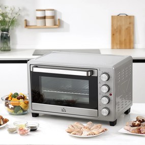 HOMCOM Mini Cuptor Electric 32L – Temperatură Reglabilă, Cronometru, 3 Moduri de Gătit | Aosom Romania