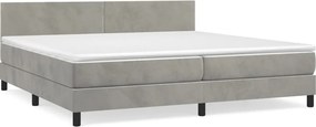 vidaXL Pat box spring cu saltea, gri deschis, 200x200 cm, catifea