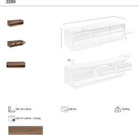 Comoda TV design LUX cu 3 sertare Walnut