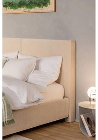 Pat matrimonial bej tapițat cu spațiu de depozitare cu somieră 160x200 cm Myra Bold – Bonami Selection