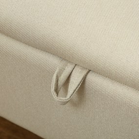 HOMCOM Bancă de Depozitare cu Capac Rabatabil și Picioare din Oțel pentru Dormitor Sufragerie Intrare 101x38,5x44,5 cm Bej | Aosom Romania