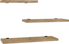 Set 3 etajere de perete Leilara din PAL melaminat, nuanta naturala