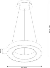 Lustră LED UNION pe cablu, 40 W, 230 V, 3000/4000/6500 K, Ø 40 cm, auriu