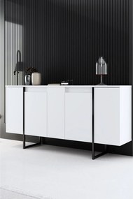 Comoda Luxe, alb/negru, PAL melaminat/metal, 160x35x80 cm