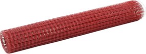 vidaXL Gard de sârmă găini, roșu, 10 x 1 m, oțel cu înveliș PVC