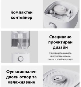 Umidificator de aer Xiaomi Lydsto F100S, 25W, 2,5 L, 3 trepte, 200 ml / h, Afisaj, Mod noapte, Timer, Alb