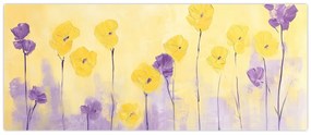 Tablou - Flori mov și galbene (120x50 cm)