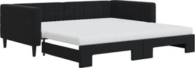 vidaXL Pat de zi cu extensie și saltele, negru, 100x200 cm, catifea