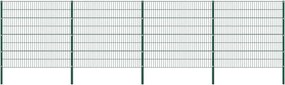 vidaXL Panou de gard cu stâlpi din fier, verde, 694,5x160 cm