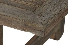 Măsuță de cafea dreptunghiulară din lemn de tec reciclat, natur, cu picioare masive, finisaj mat, 45 x 140 x 70 cm, „Deneris” – Ethnic Collections