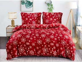 Sada Lenjerie cocolino SNOWFALL rosie + Cearsaf Cocolino microplus cu elastic SOFT 90x200 cm alb, single