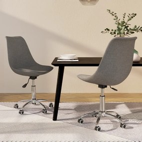 vidaXL Scaune de bucătărie pivotante, 2 buc., gri deschis, textil