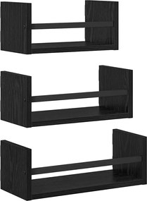 vidaXL Set rafturi de perete cu raft 3 pcs Stejar Negru 40x16x14cm