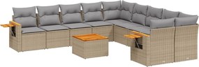 vidaXL Set canapele de grădină cu perne, 11 piese, bej, poliratan