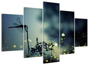 Tablou - Libelula în noaptea strălucitoare (150x105 cm)