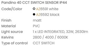 Plafoniera LED CCT, Protectie IP44, Senzor de miscare, PANDINO 40cm negru