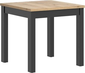 Masa MAREN, stejar wotan/negru, PAL laminat/lemn, 80x80x77 cm