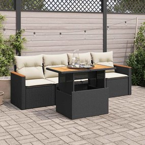 vidaXL Set mobilier de grădină cu perne, 5 piese,poliratan/lemn acacia