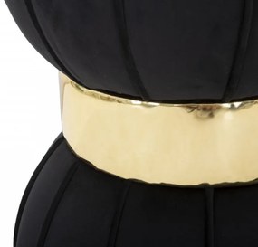 Taburet negru din catifea si lemn de Pin, Flower Mauro Ferretti